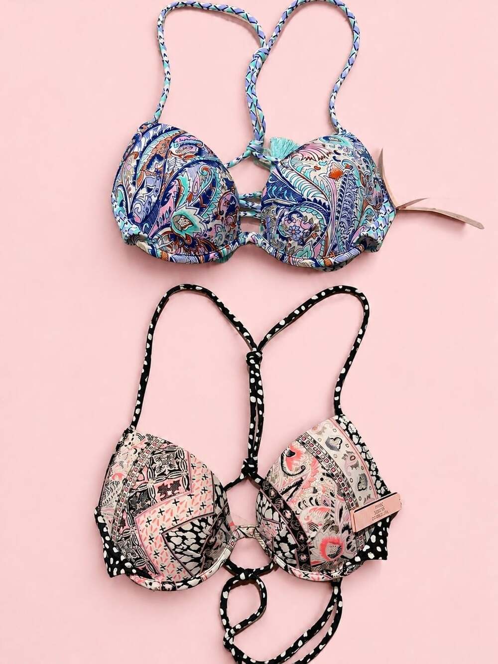 (2) Victoria's Secret’s The Fabulous Underwire Racerback Bikini Top Size 32B